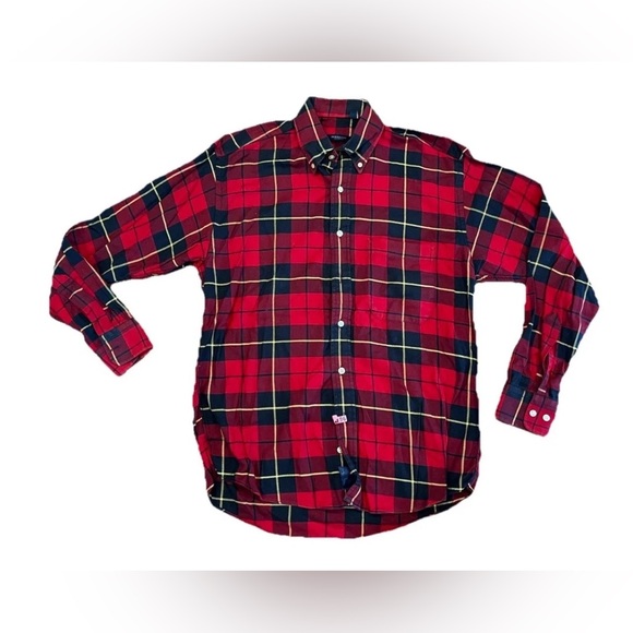Vintage‎ Burberry London Buffalo Plaid Shirt Button Down Up Mens Medium USA Made